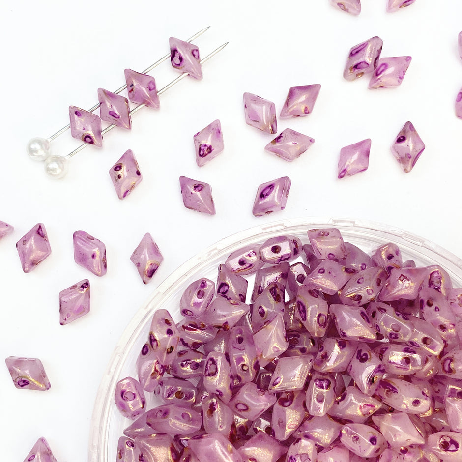 (P11) 2-hole Diamond-Duo Glass Beads For Jewelry Making