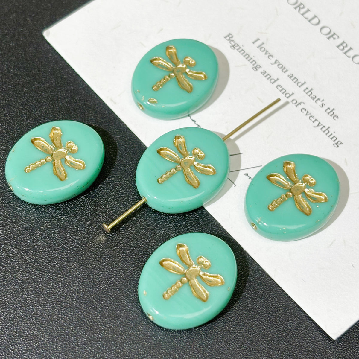 16x20mm Czech Glass Dragonfly Oval Beads - Carved Loose Focal Beads for DIY Bracelets, Necklaces & Earrings
