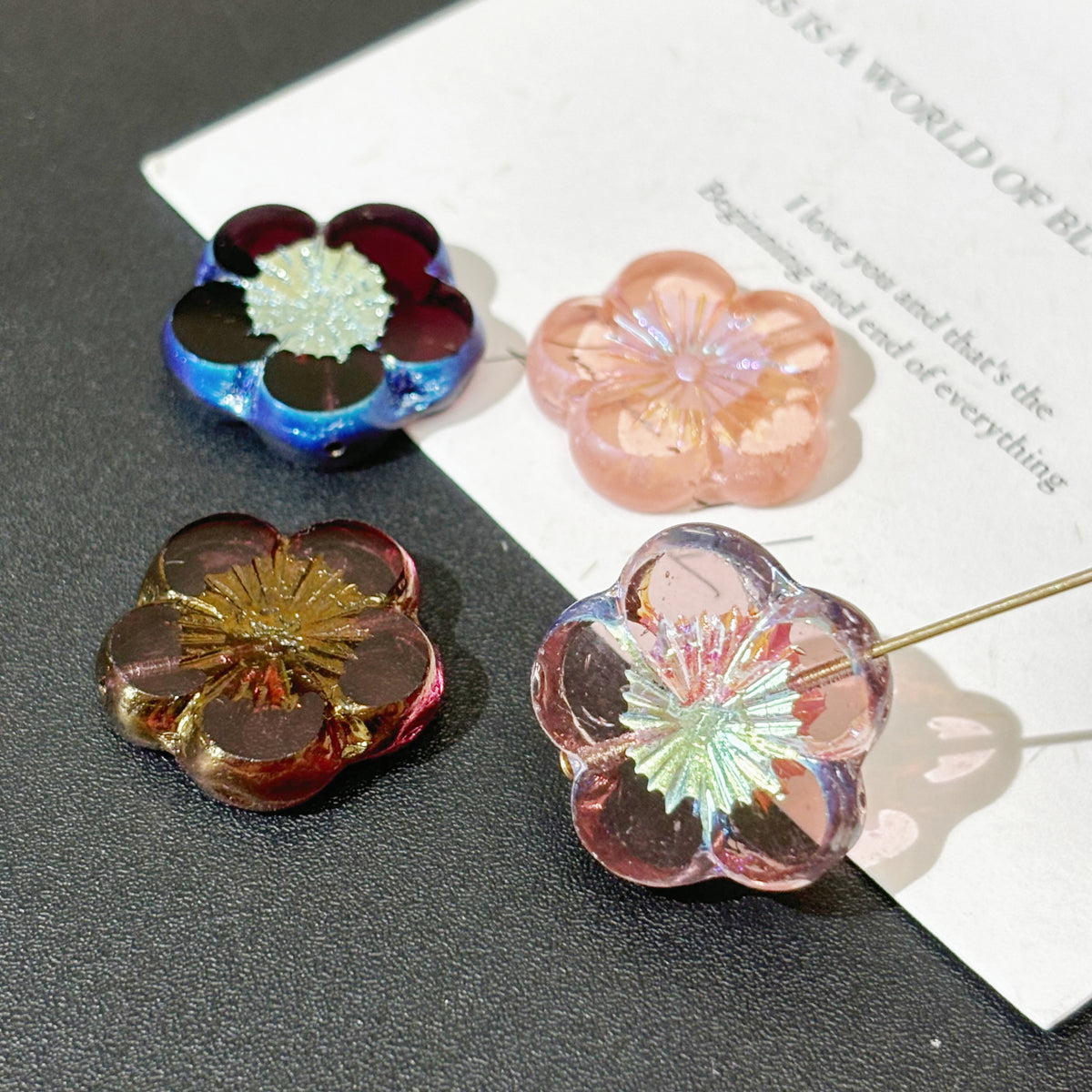 21mm Czech Glass Faceted 5-Petal Hibiscus Blossom Loose Beads