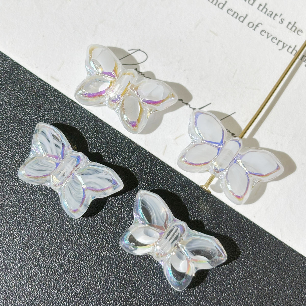 20*12mm Czech Glass Butterfly Beads - Vertically Drilled Loose Floral Animal Beads for DIY Jewelry