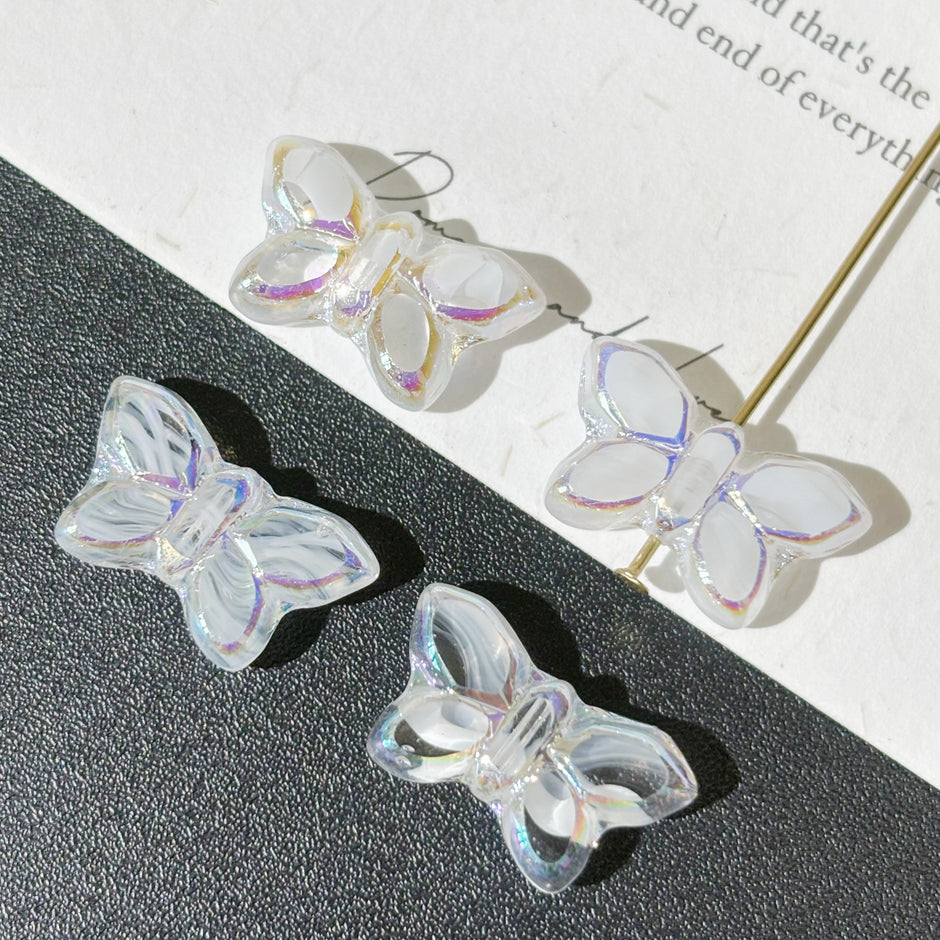 20*12mm Czech Glass Butterfly Beads - Vertically Drilled Loose Floral Animal Beads for DIY Jewelry