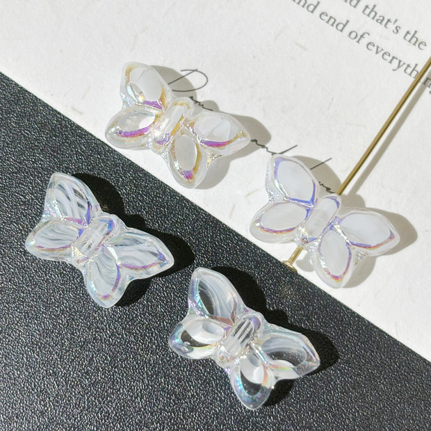20*12mm Czech Glass Butterfly Beads - Vertically Drilled Loose Floral Animal Beads for DIY Jewelry