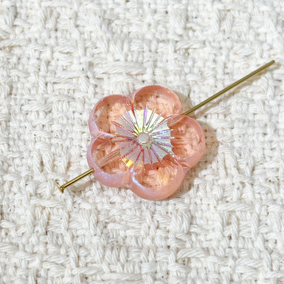 21mm Czech Glass Faceted 5-Petal Hibiscus Blossom Loose Beads