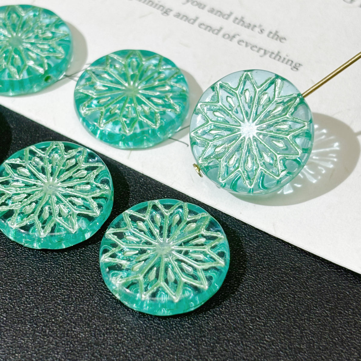 18mm Czech Glass Origami Flower Coin Beads - Geometric Floral Round Loose Beads for DIY Jewelry