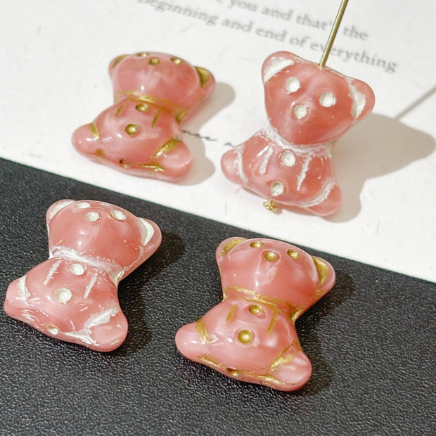 9*20mm Czech Glass Sitting Bear Beads - Vertically Drilled Loose Animal Beads for DIY Jewelry