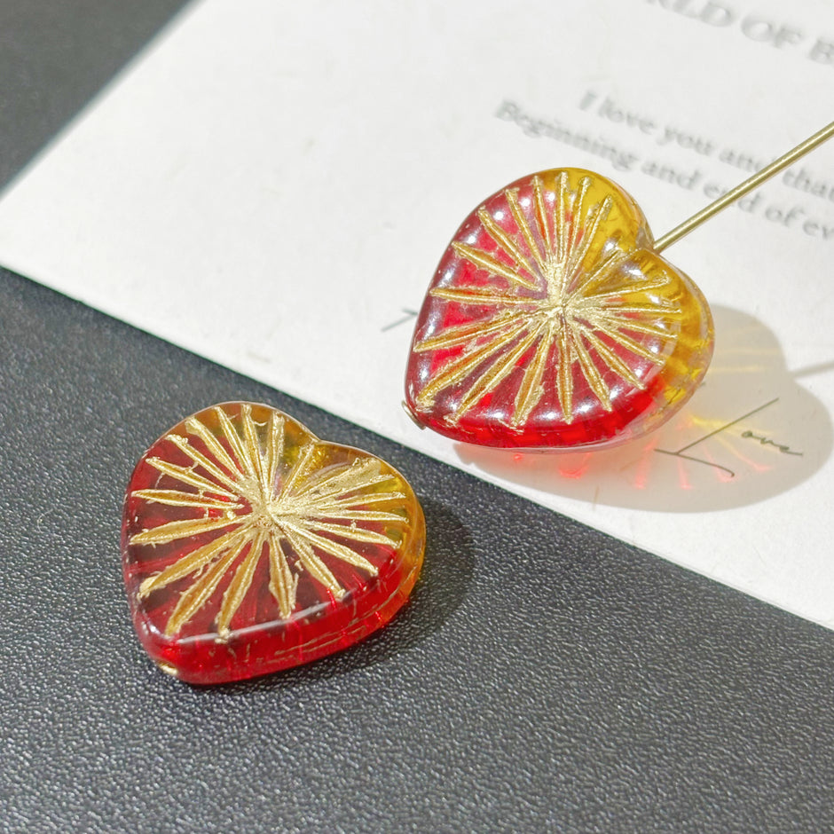 Multi-Size and shapes of Czech Glass Heart Beads for Handcrafted Jewelry & Crafts