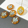 17x13mm Vintage Czech Glass Iris Flower Oval Coin Beads - Loose Focal Beads for DIY Jewelry
