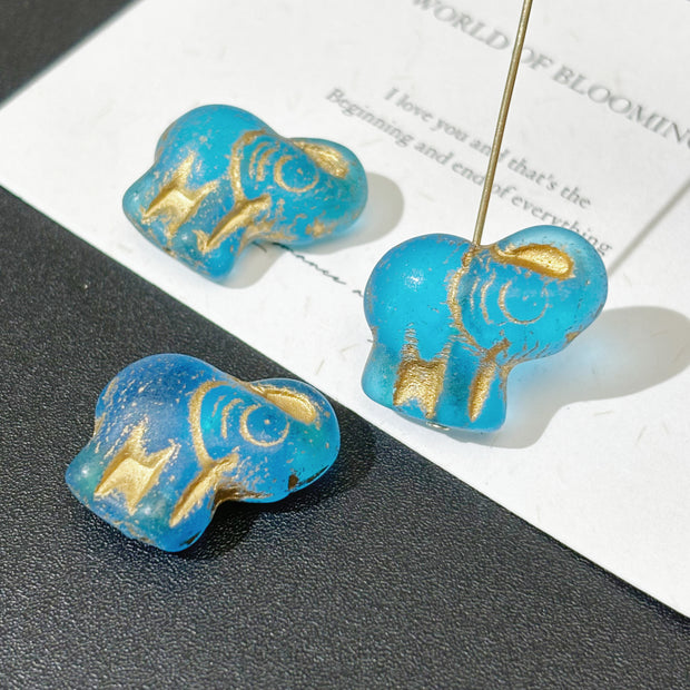 20x23mm Vintage Czech Glass Elephant Beads - Multicolor 3D Animal Loose Beads for DIY Jewelry