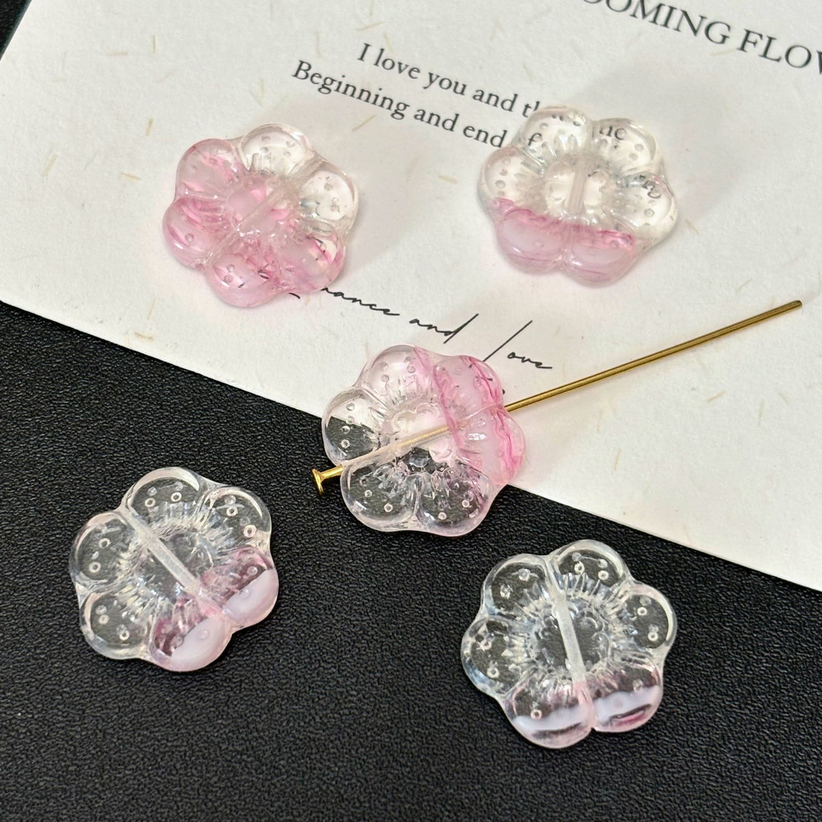 Czech Glass 6-Petal Flower Beads - Vertically Drilled Loose Floral Beads for DIY Jewelry