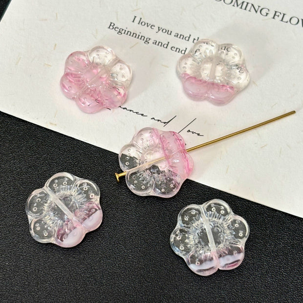 Czech Glass 6-Petal Flower Beads - Vertically Drilled Loose Floral Beads for DIY Jewelry