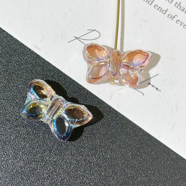 20*12mm Czech Glass Butterfly Beads - Vertically Drilled Loose Floral Animal Beads for DIY Jewelry