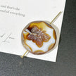 25mm Czech Glass Butterfly Engraved Coin Beads - Vintage Brown ShinyCenter & White