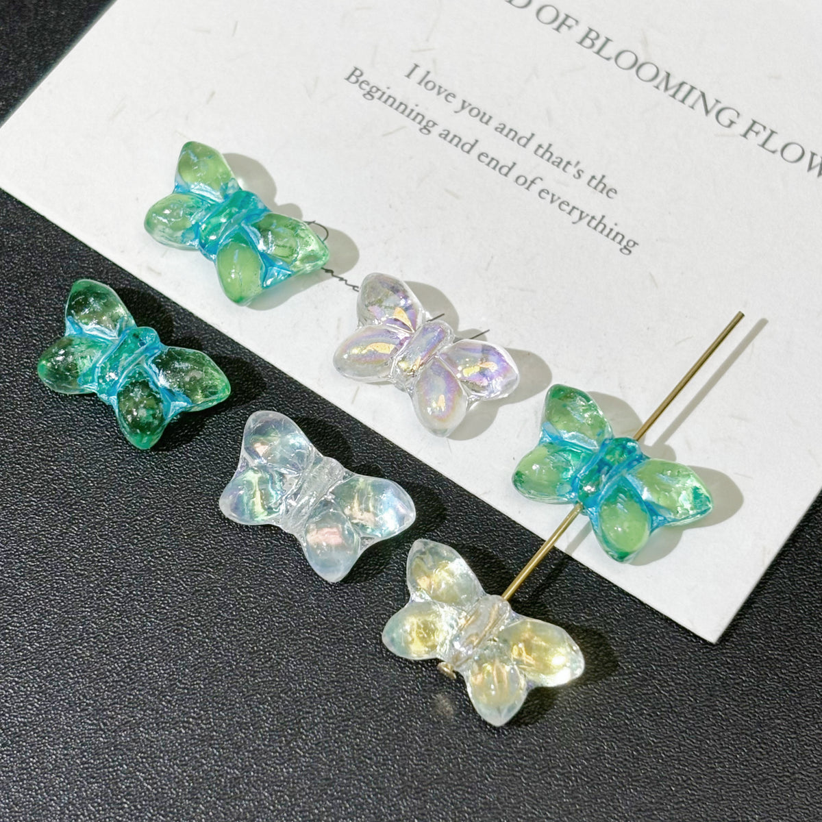 20*12mm Czech Glass Butterfly Beads - Vertically Drilled Loose Floral Animal Beads for DIY Jewelry