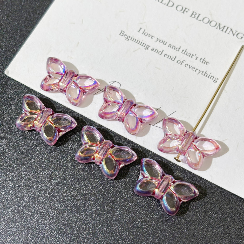 20*12mm Czech Glass Butterfly Beads - Vertically Drilled Loose Floral Animal Beads for DIY Jewelry