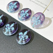 17x13mm Vintage Czech Glass Iris Flower Oval Coin Beads - Loose Focal Beads for DIY Jewelry
