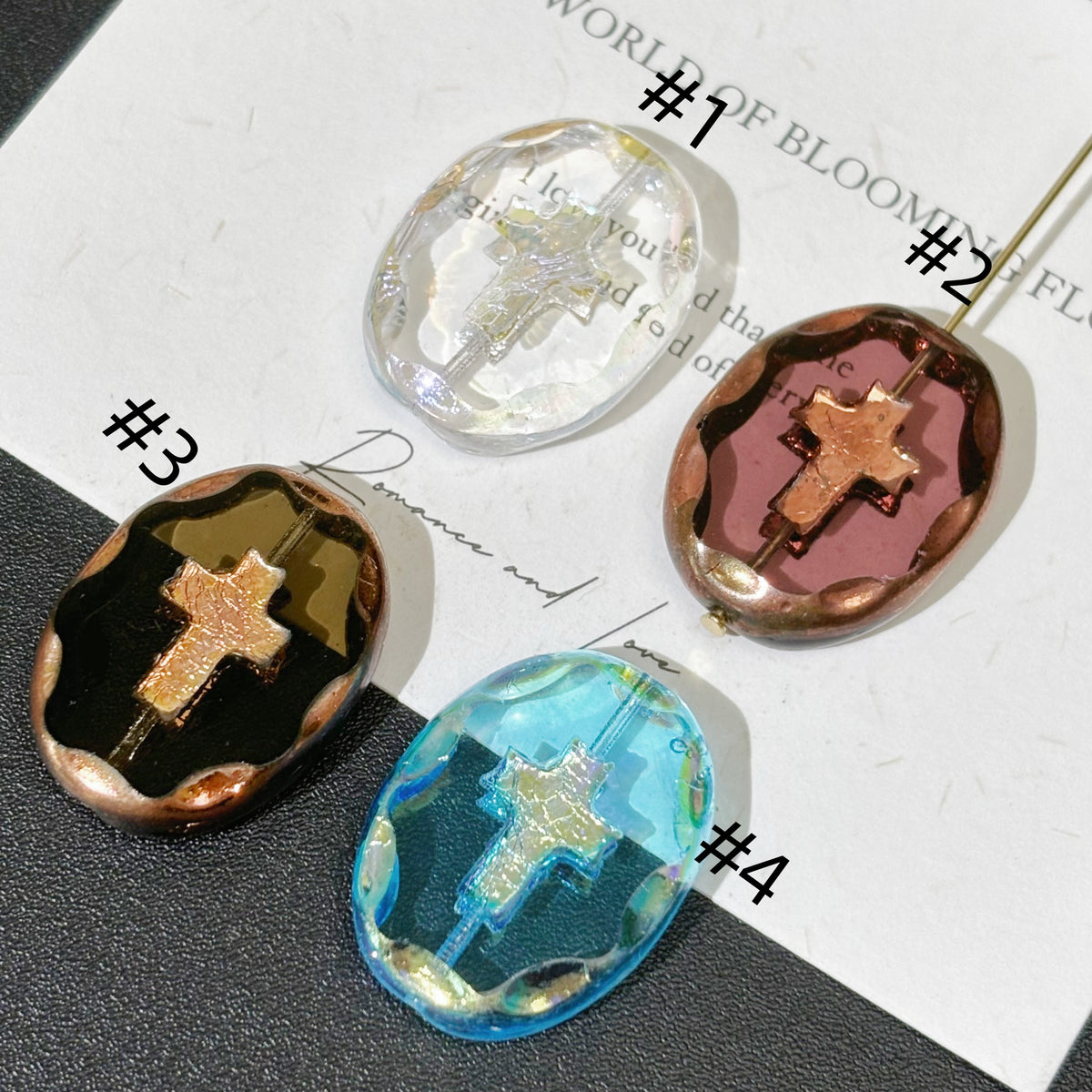 25x19mm Multicolor Czech Glass Cross Oval Beads - Faceted Large Focal Loose Beads for DIY Jewelry