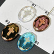 25x19mm Multicolor Czech Glass Cross Oval Beads - Faceted Large Focal Loose Beads for DIY Jewelry
