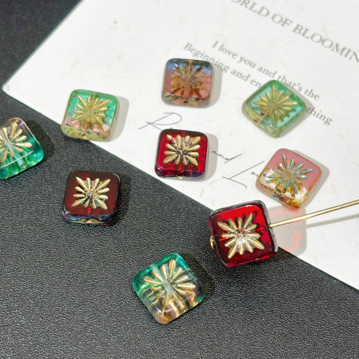 10mm Czech Glass Starburst Beads - Celestial Carved Loose Focal Beads for DIY Jewelry Making