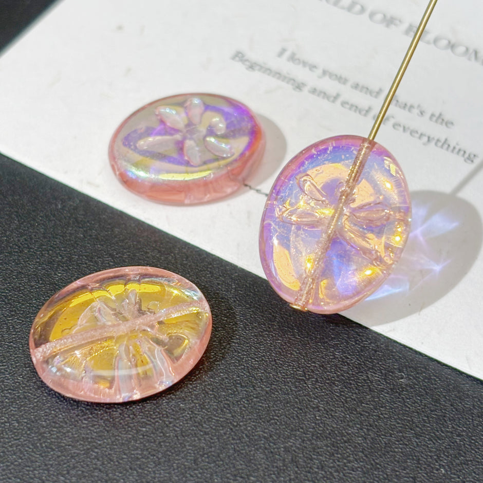 16x20mm Czech Glass Dragonfly Oval Beads - Carved Loose Focal Beads for DIY Bracelets, Necklaces & Earrings