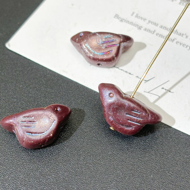 11x22mm Czech Glass Bird Beads - Vintage Songbird Loose Focal Beads for DIY Bracelet & Jewelry
