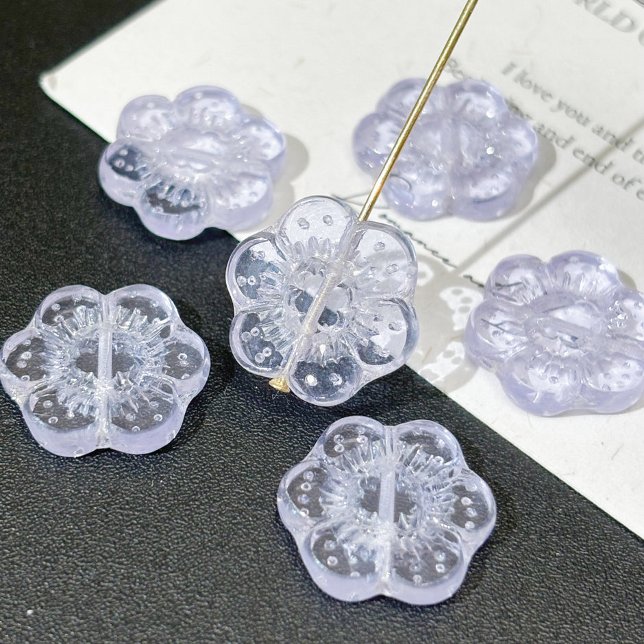 Czech Glass 6-Petal Flower Beads - Vertically Drilled Loose Floral Beads for DIY Jewelry