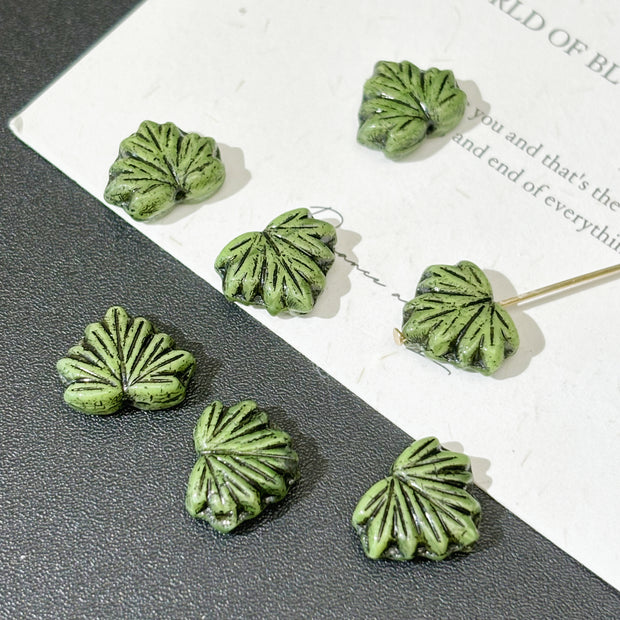 13x11mm Vintage Maple Leaf Czech Glass Beads - Autumn Botanical Loose Beads for DIY Necklaces & Bracelets