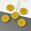 13mm Czech Glass Sunflower Coin Beads - Floral Round Loose Beads for DIY Bracelets & Necklaces