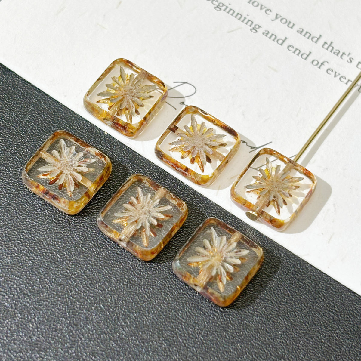 10mm Czech Glass Starburst Beads - Celestial Carved Loose Focal Beads for DIY Jewelry Making