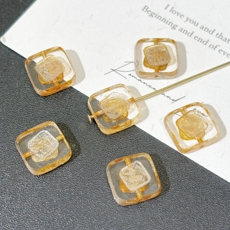 14mm Czech Glass Cube Beads - Square Loose Glass Beads for DIY Jewelry Making & Crafts