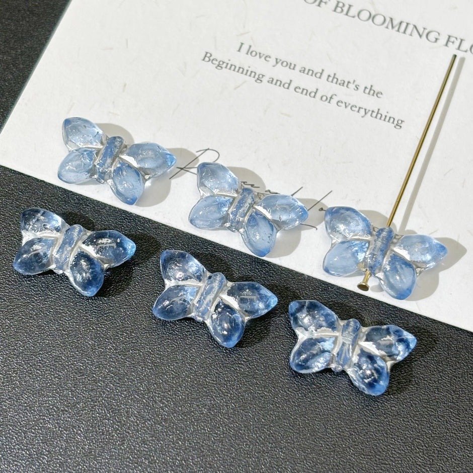 20*12mm Czech Glass Butterfly Beads - Vertically Drilled Loose Floral Animal Beads for DIY Jewelry