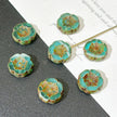 12mm Cutting Faceted Vintage Green Czech Glass Hibiscus Flower Beads For DIY Jewelry
