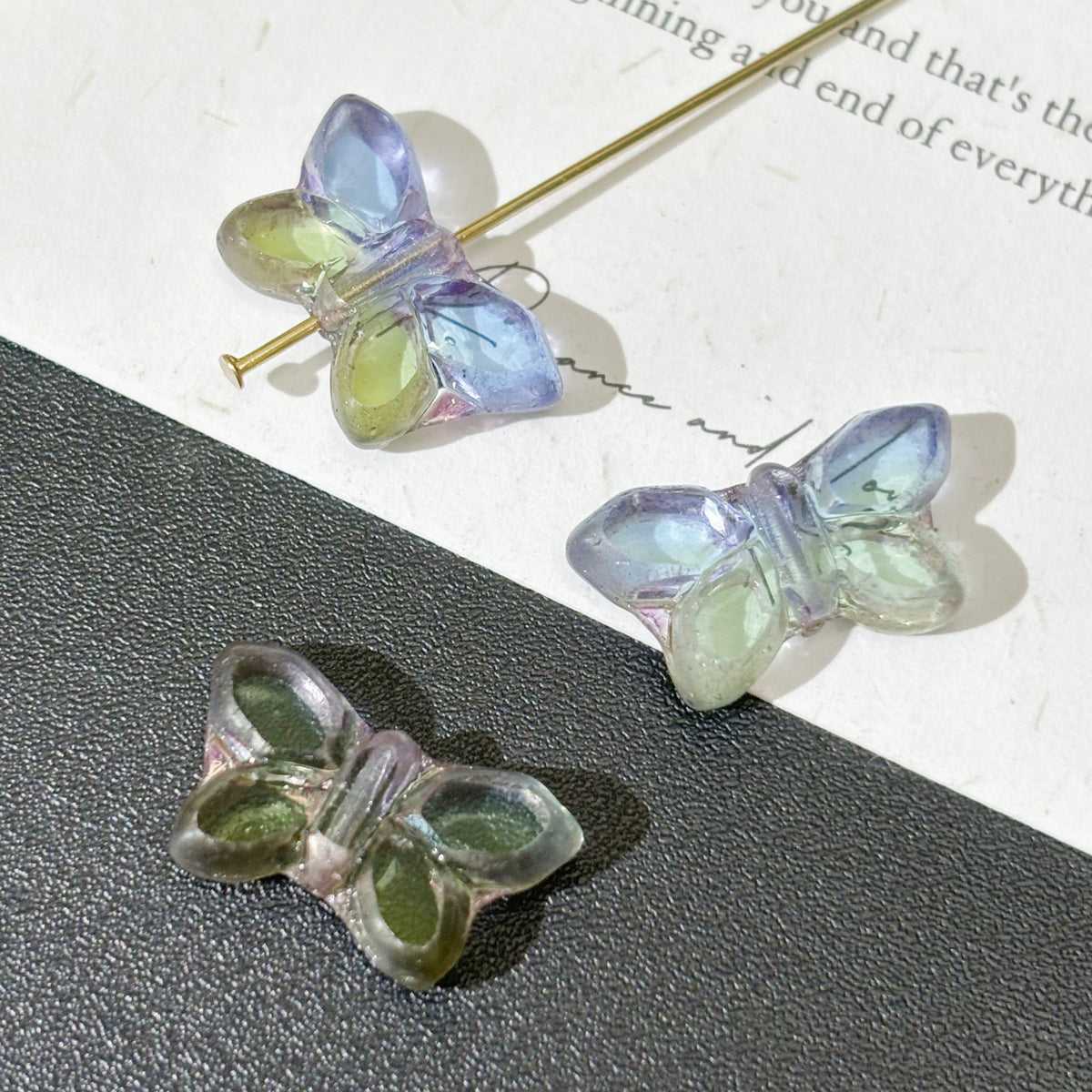 20*12mm Czech Glass Butterfly Beads - Vertically Drilled Loose Floral Animal Beads for DIY Jewelry