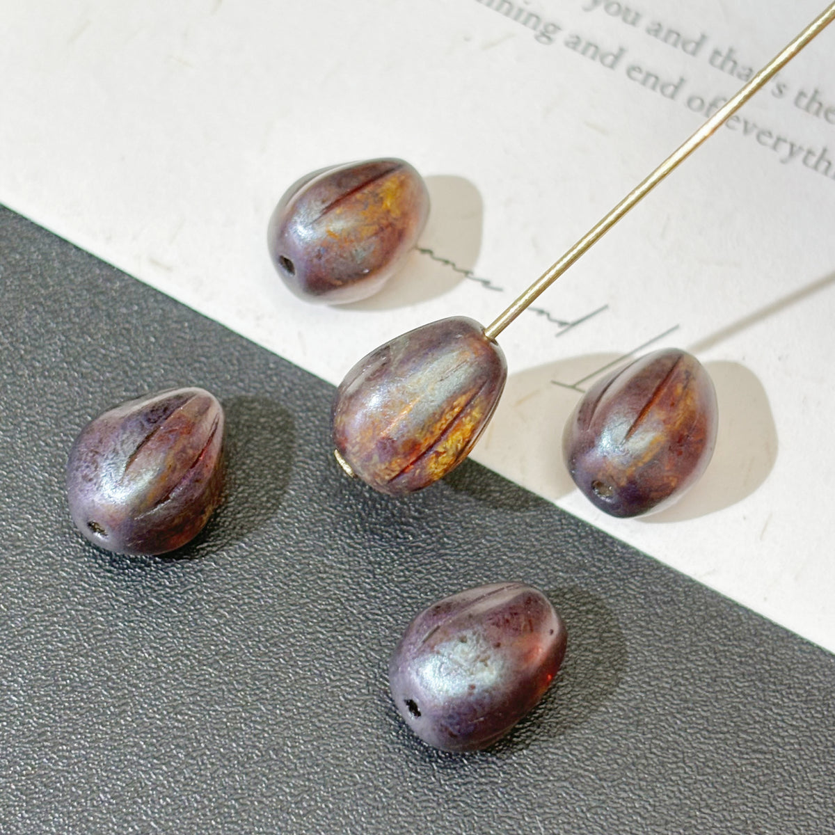 11mm Cute Czech Glass Chubby Teardrop Vase Beads - Clear / Assorted