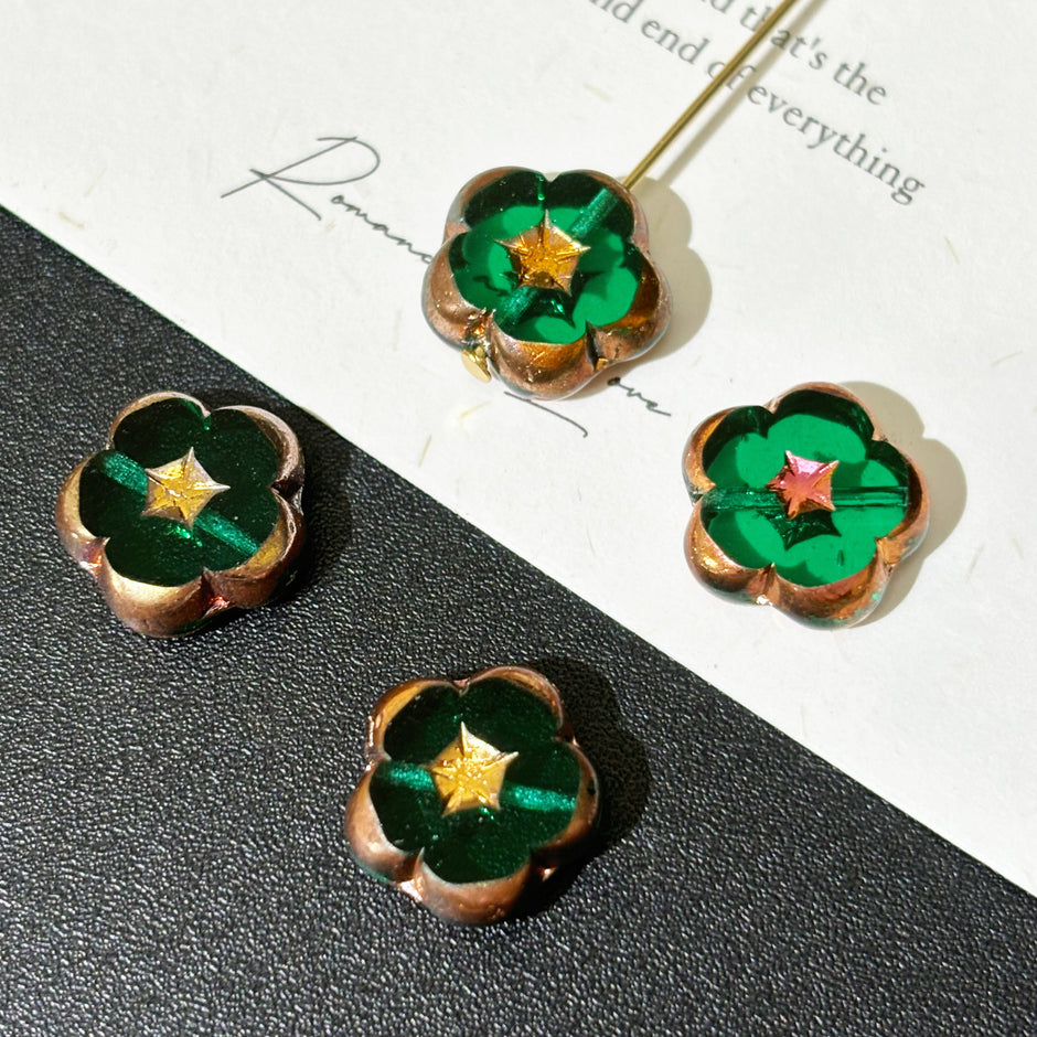 14mm Faceted Czech Glass Mangosteen Flower Beads - Multicolor Loose Floral Beads for DIY Jewelry