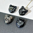 12mm Czech Glass Black Cat Head Beads 1PC - Transparent Jet Black with Gold Wash Loose Beads for DIY Jewelry