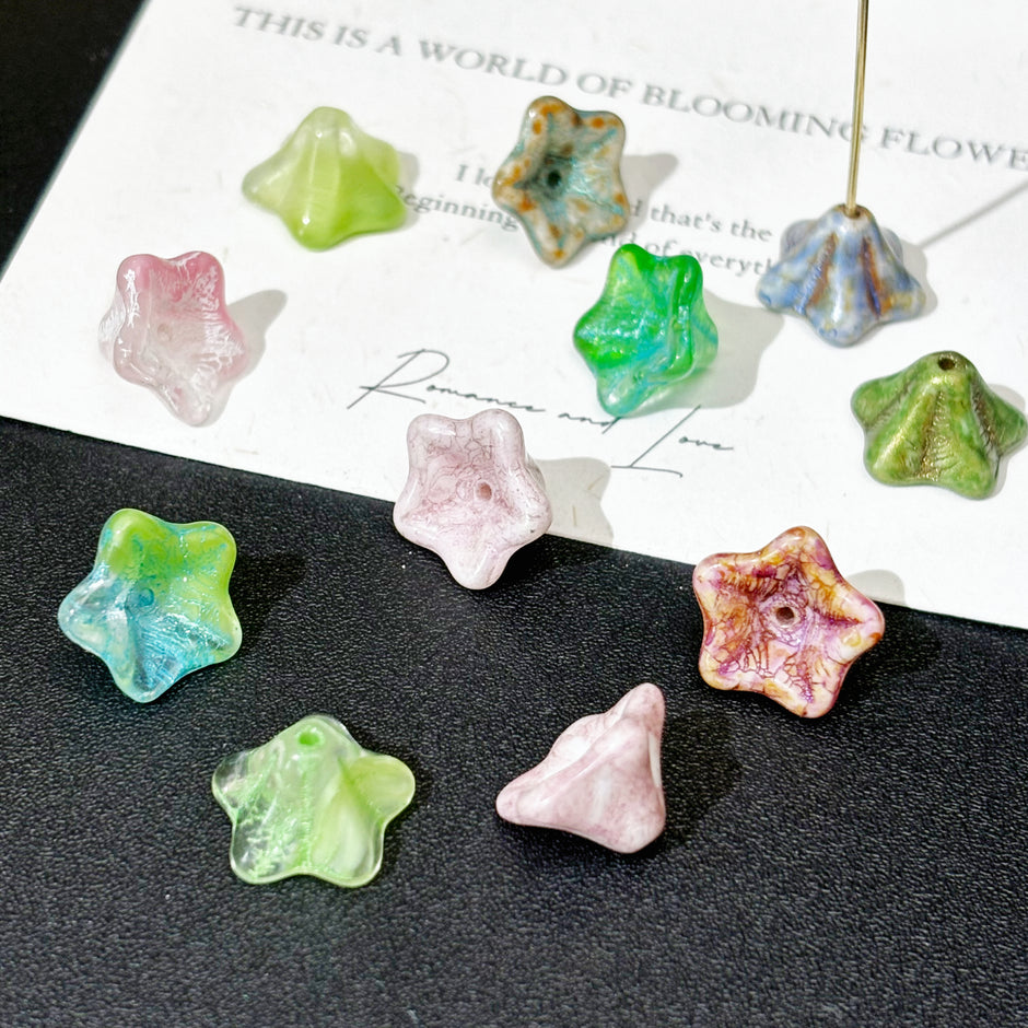 Czech Glass Trumpet Flower Mix Color