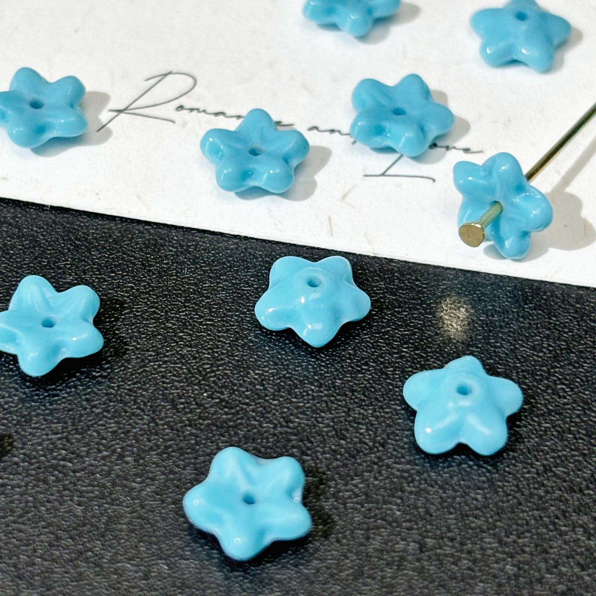 Blue Czech Glass Beads Assortment - Mixed Flowers, Birds, Leaves & Multi-Shape Loose Beads for DIY Jewelry