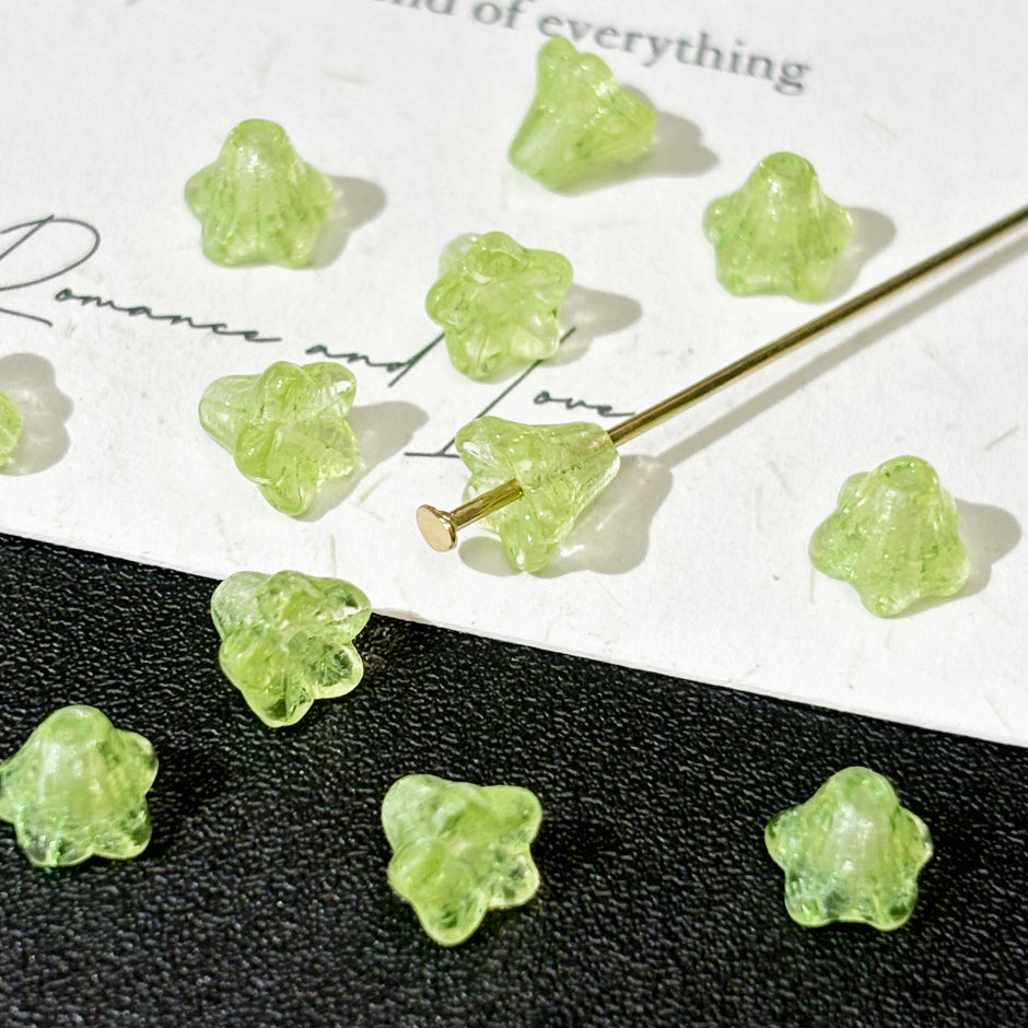 4*6mm Czech Glass Center-Drilled Bell Flower Beads - Trumpet Blossom Loose Beads & Bead Caps for DIY Jewelry