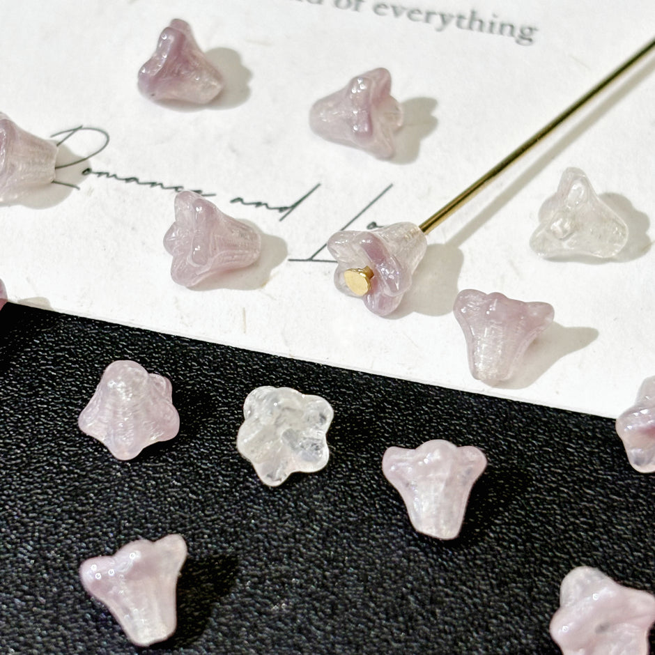 4*6mm Czech Glass Center-Drilled Bell Flower Beads - Trumpet Blossom Loose Beads & Bead Caps for DIY Jewelry