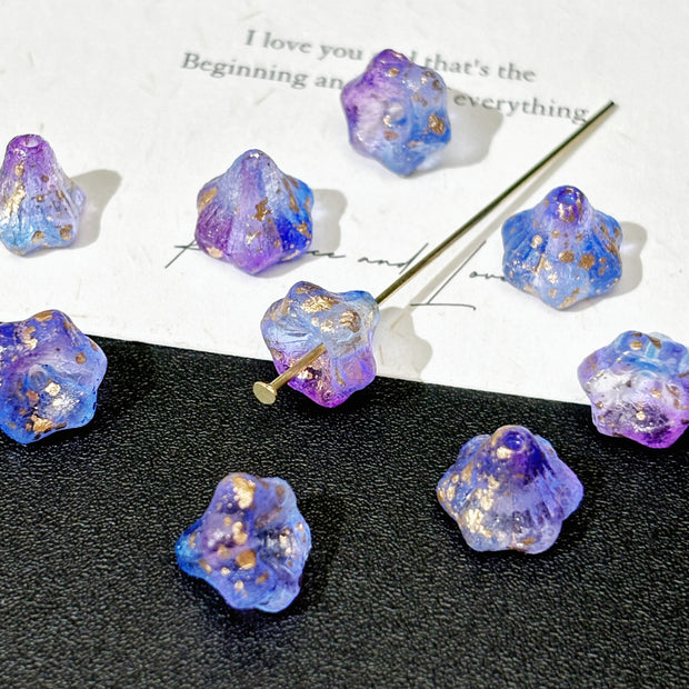 Multi-Color Czech Glass Center-Drilled Bell Flower Beads
