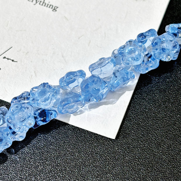 Blue Czech Glass Beads Assortment - Mixed Flowers, Birds, Leaves & Multi-Shape Loose Beads for DIY Jewelry