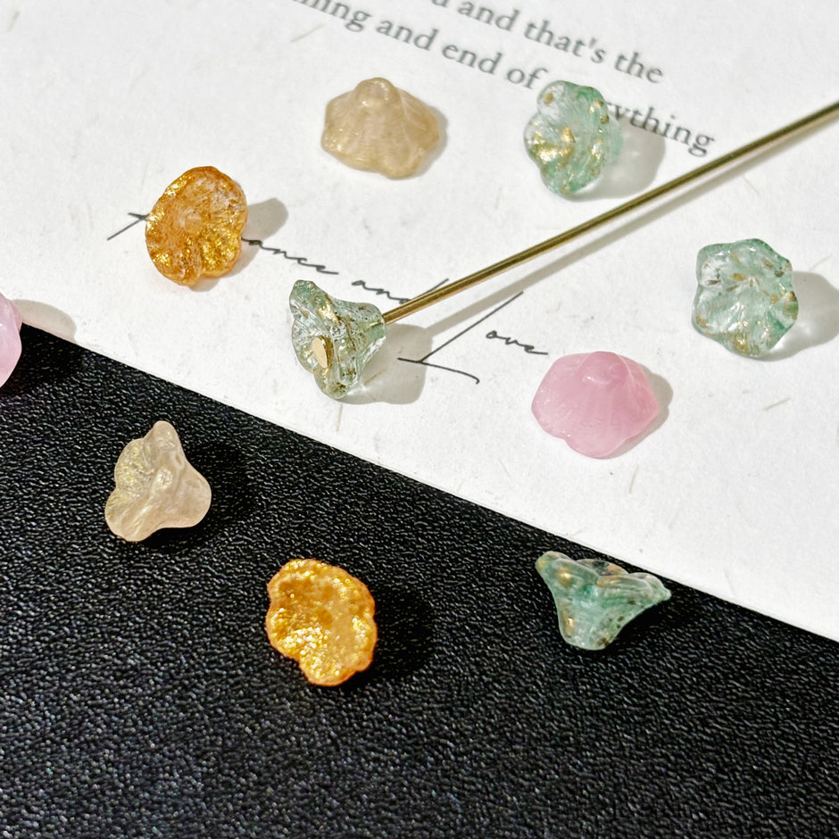 7x5mm Assorted Czech Glass Trumpet Bell Flower Beads - Mixed Mini Floral Loose Beads for DIY Jewelry & Necklaces