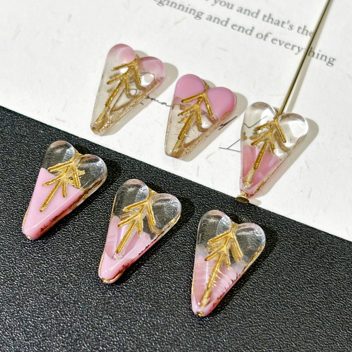 11x16mm Czech Glass Heart Leaf Beads