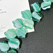 12x15mm Czech Glass Peony Leaf Petal Beads - Striped Translucent Tiffany Blue