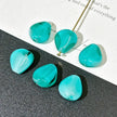 12mm Tiffany Blue Czech Glass Flat Teardrop Beads - Straight-Drilled Layered Puffed Drop Loose Beads for DIY Jewelry