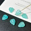 12mm Czech Glass Straight Hole Leaf Beads - Clear Lake Blue