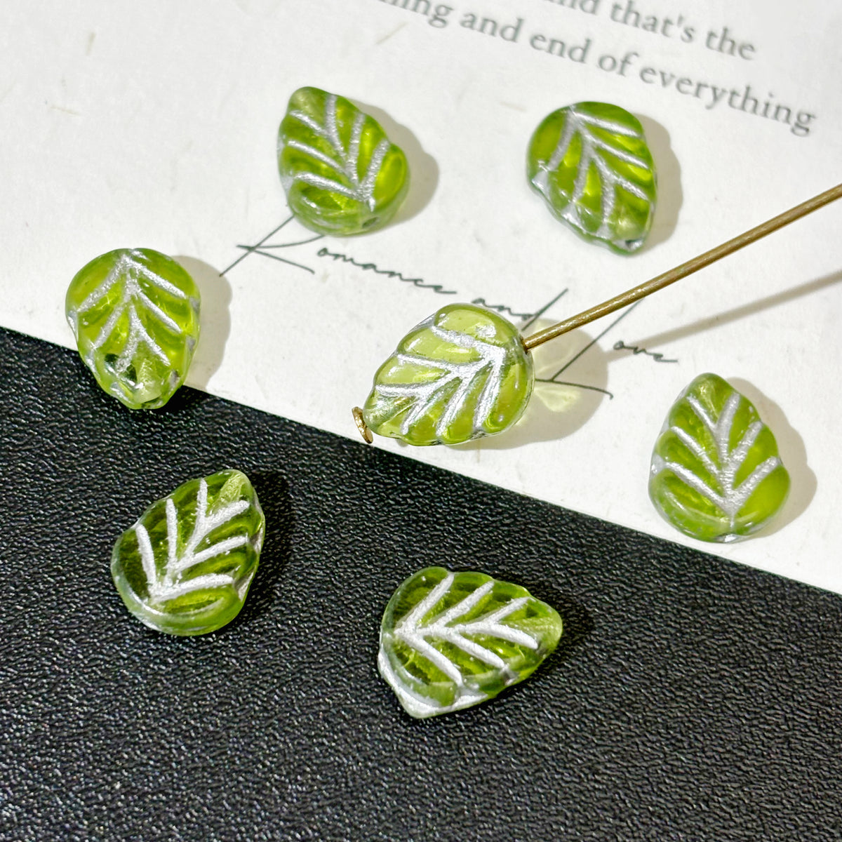 8x10mm Czech Glass Straight Hole Leaf Beads - Clear / Assorted