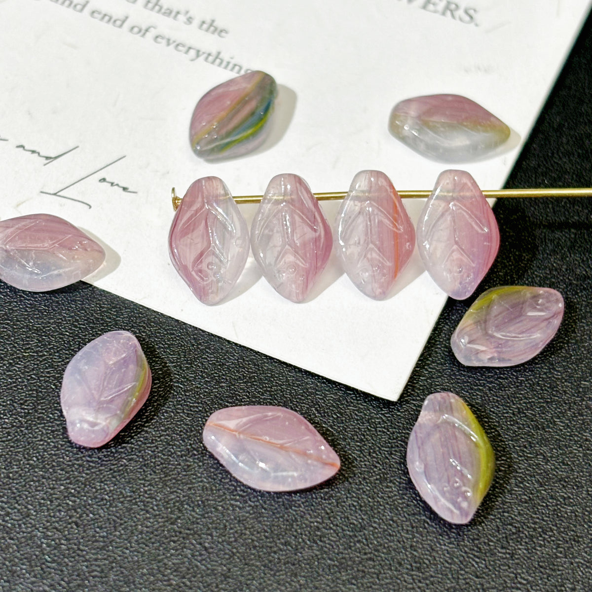 Czech Glass Horizontal Hole Leaf Beads