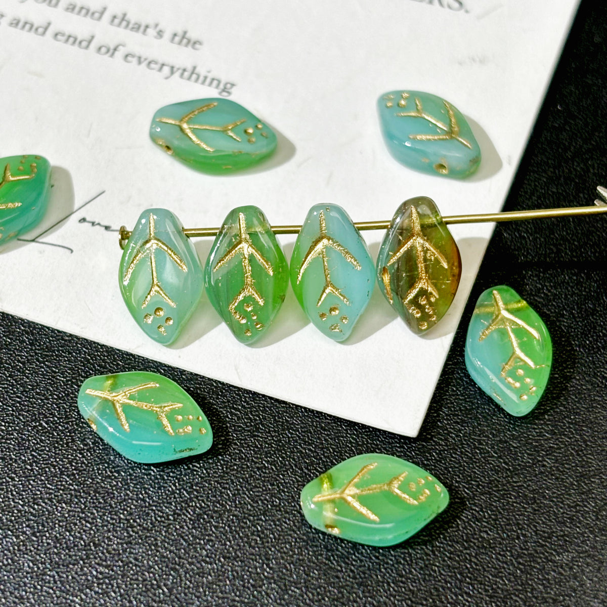 Czech Glass Horizontal Hole Leaf Beads