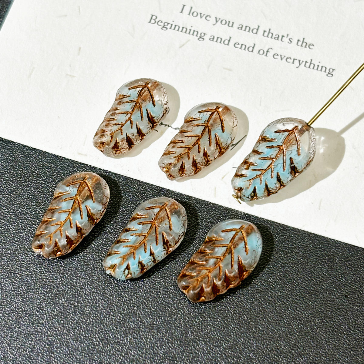 10x17mm Czech Glass Feather Leaf Beads